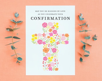 Catholic Confirmation Card,Gift for Goddaughter, Gift for Godchild, Religious Cross, Christian Confirmation,Catholic Confirmation Cross Card