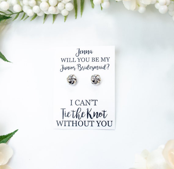 Tie the Knot Earrings Junior Bridesmaid Proposal Gift personalized Bridal Party Gift Ideas bridesmaid Wedding Jewelry custom Bridal Earrings Etsy Canada