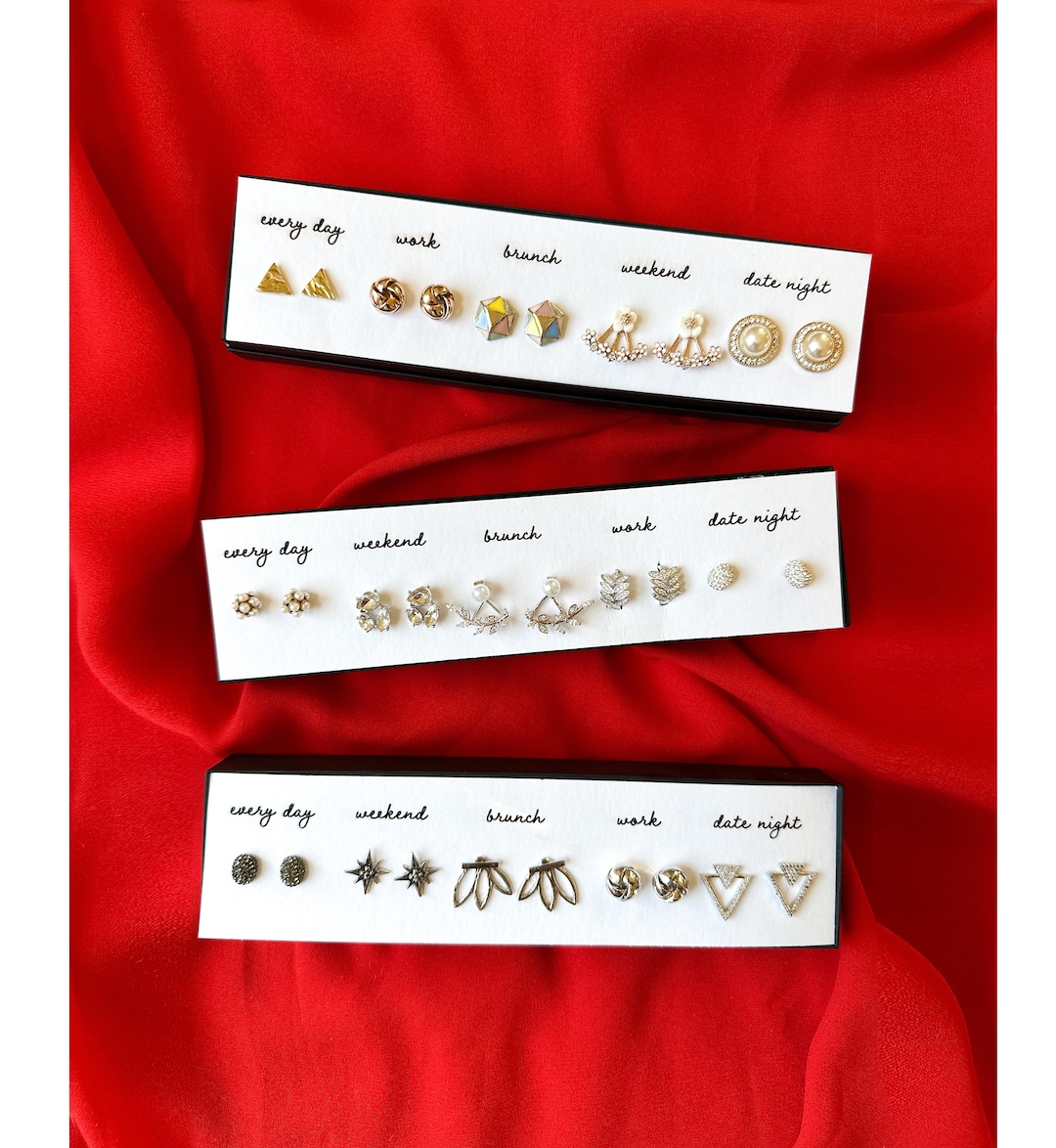 5 Piece Earring Pack Holiday Gift for Women, Christmas Holiday Earring