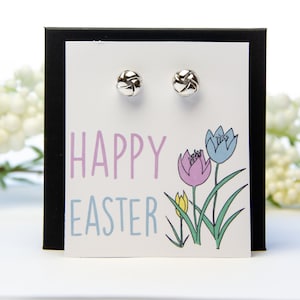 Glückliche Ostern Geschenke, Ostern Korb Geschenke für Kinder, Frühling Floral Tulpen Karte, Ostern Silber Ohrringe, Christian Ostergeschenke, Christian Schmuck
