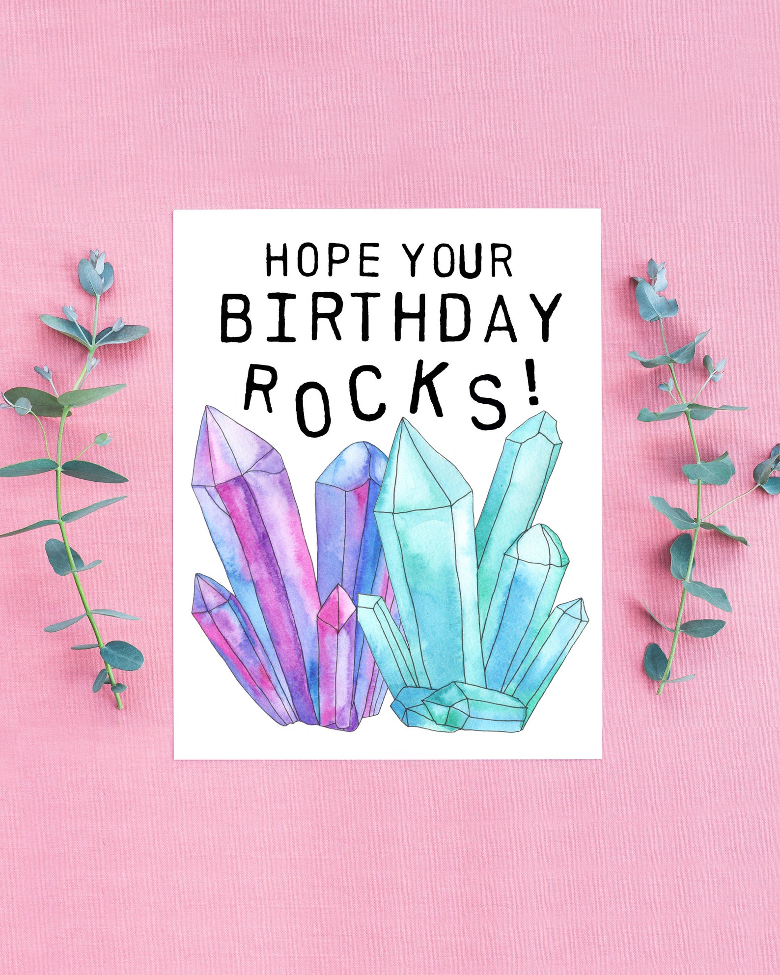 Hope Your Birthday Rocks Greeting Card Crystal Birthday Card Etsy