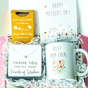 Caixa de presente de dia das mães para mamãe, colar de pérolas 925 para mamãe, cartão de feliz dia das mães, presente para mamãe, presente de dia das mães, caneca para mamãe