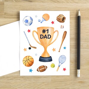 Carte de fête des pères heureuse papa numéro 1, carte de fête des pères heureuse de sport, carte de papa de fan de sport, carte du meilleur papa de tous les temps, carte de vœux de fête des pères de jeux