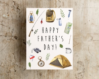 Happy Father's Day Card,Happy Father's Day Blank Card,Camping Dad Card,Outdoorsman Dad Card,Father's Day Card for friend,Made in USA