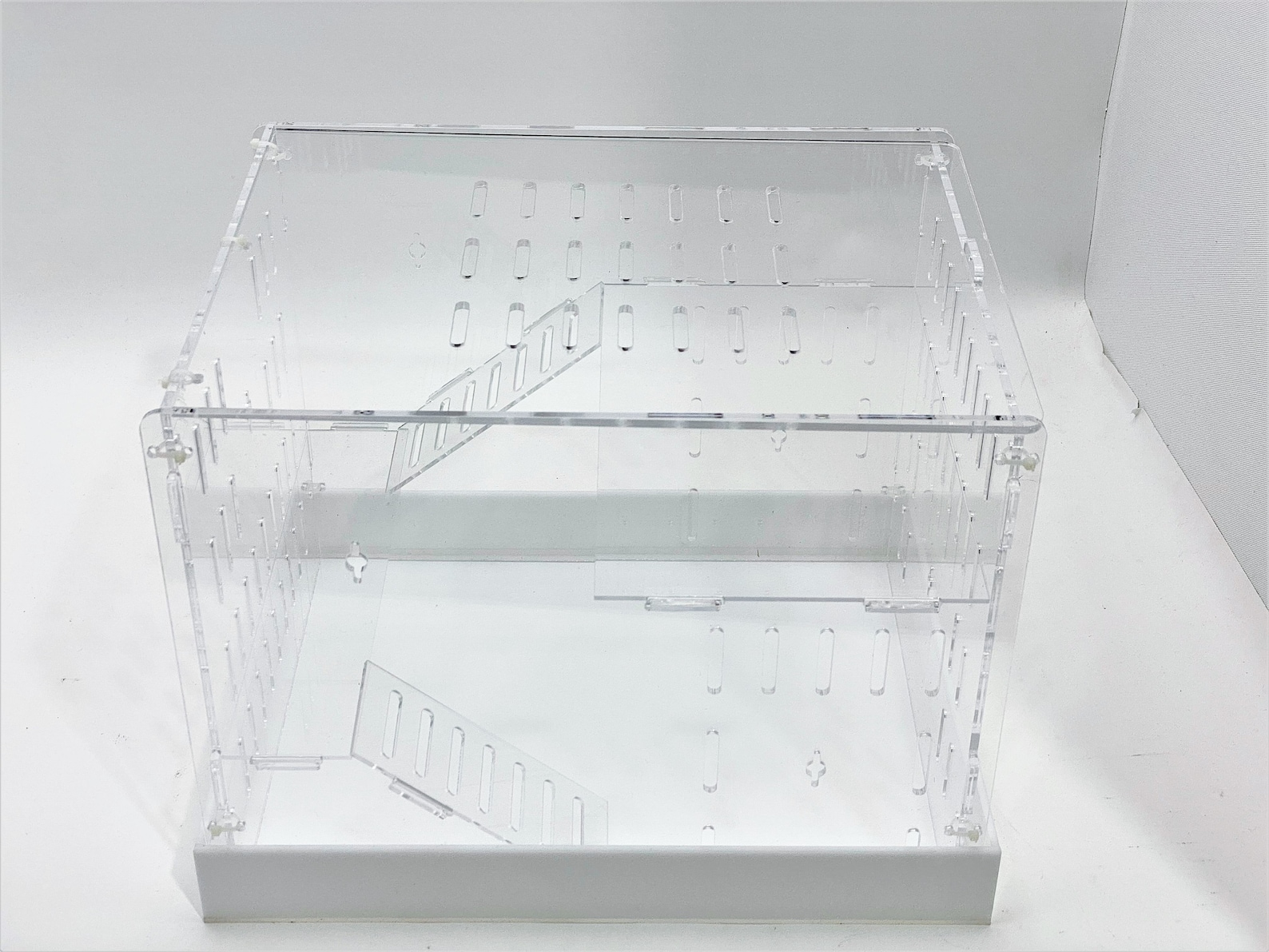 Image showcasing Extra Large Clear Acrylic Hamster Cage W/ White Acrylic Removable Base ...