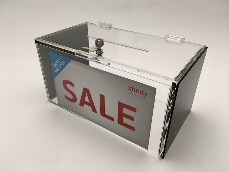Large Acrylic Donation/ Ballot Box With Lock clear and Black Etsy