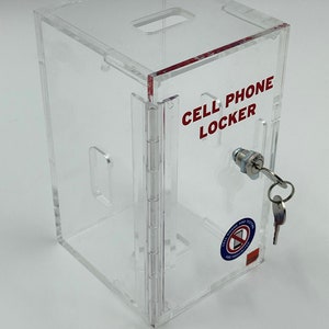 Single Door Cell Phone Locker with Two Keys- Clear Acrylic NEW LOOK!