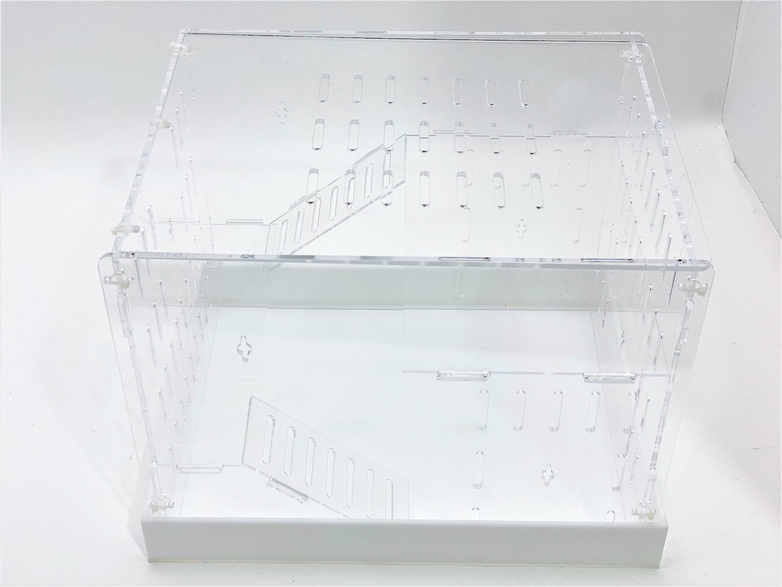 Image showcasing Extra Large Clear Acrylic Hamster Cage W/ White Acrylic Removable Base ...