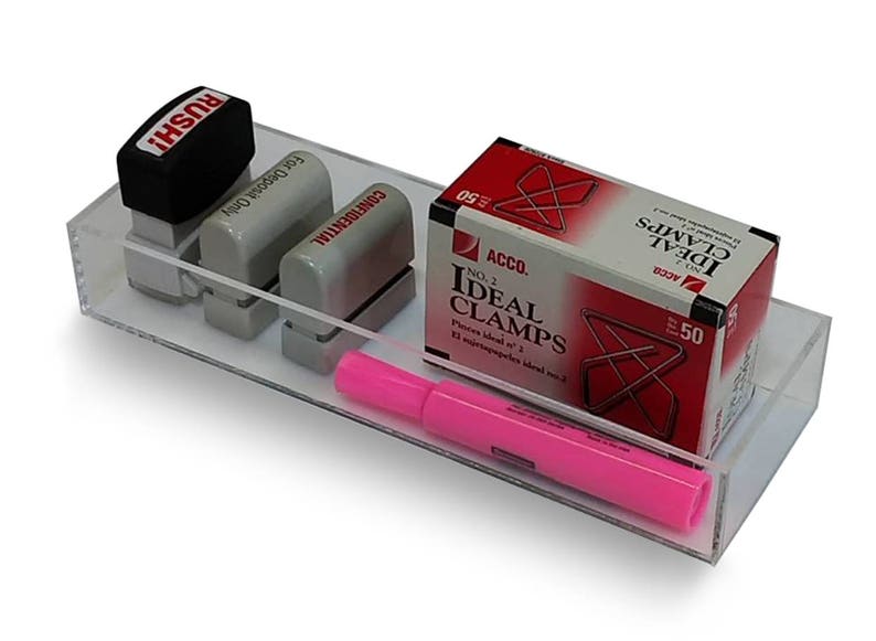 Office Supplies Desk Drawer Organizer For Scissors Pens Markers Highlighters Tape 3 25 X 9 625 1 5 Clear