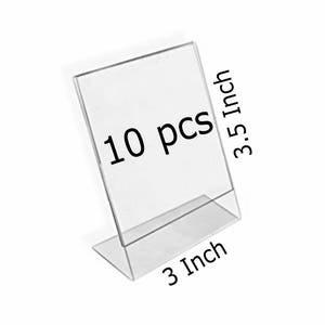 3-Inch by 3-1/2-Inch Vertical Slanted L-Shape Acrylic Sign Holder, 10 Count