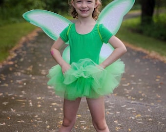 Fee Tutu Trikot Body Baby Mädchen Tinkerbell Halloween Kostüm Tüll Grün Tinker Fee Kleid Flügel Waldfee Geburtstag