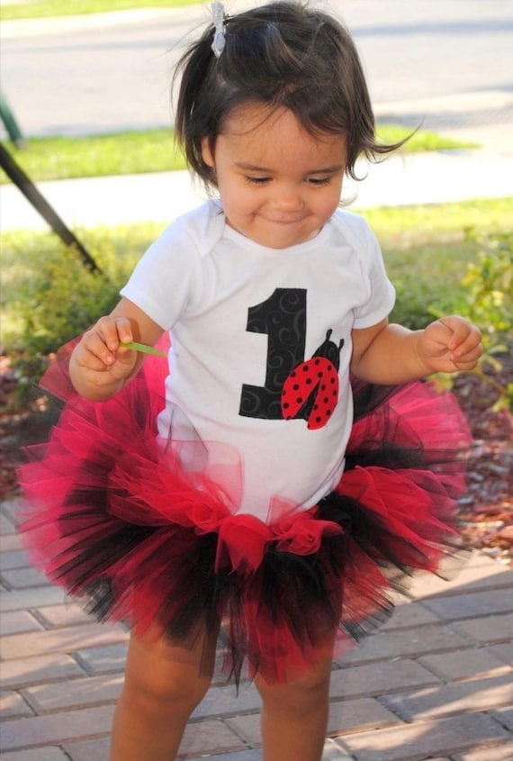 ladybug dress for 1st birthday Personalized Ladybug First Birthday Tutu Outfit-Little Cuddle Boutique Complete Outfit-Long Sleeve / 6-9 Months main image 1