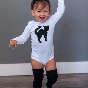 Black Cat Baby Bodysuit Spooky Cute Shirt Girls Top Halloween