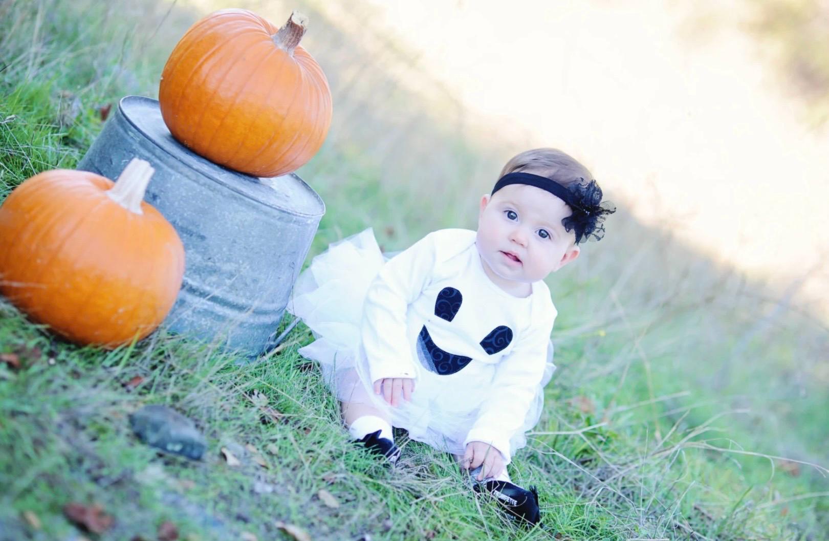 Ghost Tutu Leotard Bodysuit Baby Girls Halloween Costume Tulle White
