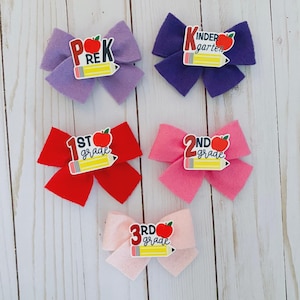 Back To School Hair Bow - School Felt Hair Clip Accessory Girl’s Kindergarten First Grade Second Grade Third Grade Gift Girl Accessories