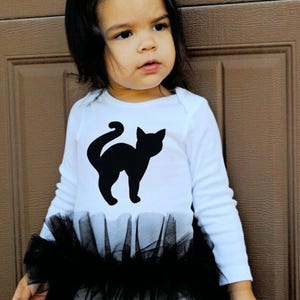 Black Cat Tutu Bodysuit Baby Girls Birthday Dress Halloween Costume Tulle Black Cat Kitty Gift