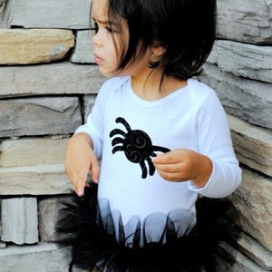 Itsy Bitsy Spider Tutu Leotard Bodysuit Baby Girls Halloween Costume Tulle White Spooky Dress Birthday Gift