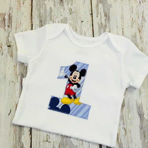 Baby’s First Birthday Mickey Mouse Bodysuit Cake Smash Party Top Boy Baby