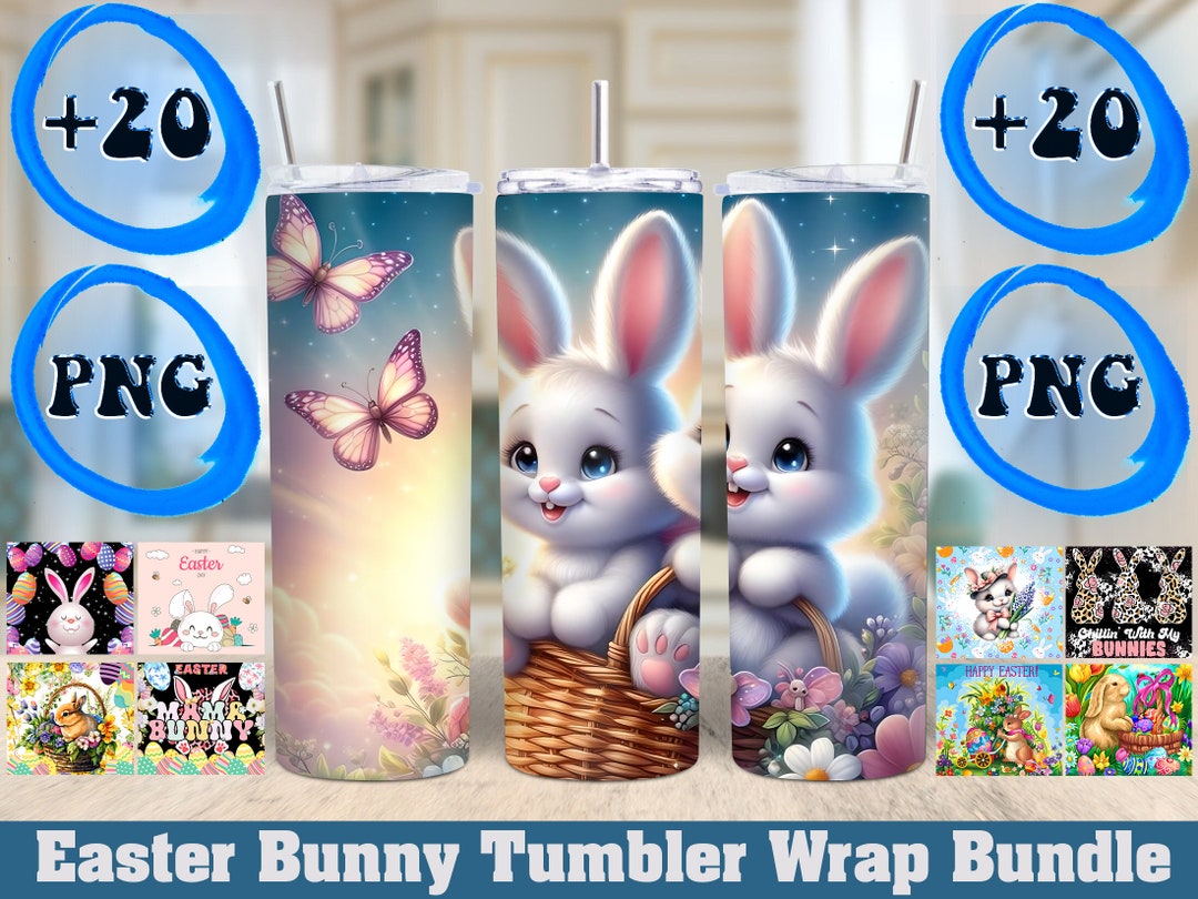 20 Easter Bunny Tumbler Wrap Bundle, 20 OZ Easter Bunny Sublimation ...