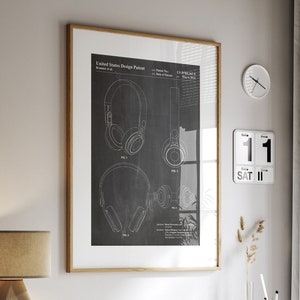 Headphones 2014 Patent Print, Wall Art Poster Music Gamer Blueprint Gifts