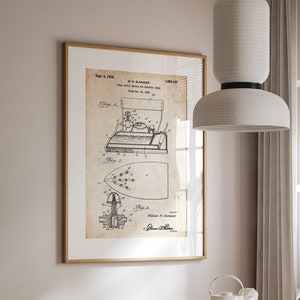 Steam Iron 1928 Patent Print, Kitchen Wall Art, Hall Way Decor, Vintage Poster, Hotel Poster, Laundrette Blueprint