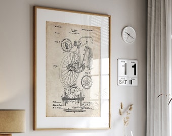 Bicycle Patent Print 1899, Cycling Gifts, Bike Wall Art, Cyclist Gift For Him, Her, Sports Decor, Office Artwork, Bedroom Posters