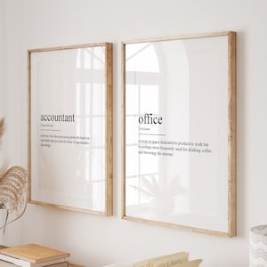 Accountant Set Of 2 Definition Prints, Office Decor, Workplace Wall Art, Home Office Posters, Accountancy Gifts