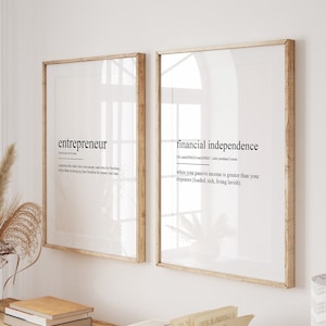 Entrepreneur Set Of 2 Definition Prints, Office Decor, Workplace Wall Art, Bedroom Posters