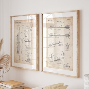 Archery Set Of 2 Patent Prints, Archer Gifts, Man Cave Prints, Office Decor