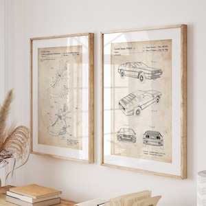 Movie Set Of 2 Patent Prints, Poster, Trainers Artwork, Film Wall Art, Retro Movie Decor