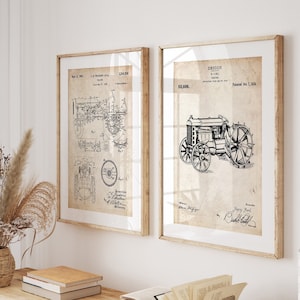 Tractor Set Of 2 Patent Prints, Farming Prints, Farm House Decor, Gift For Farmer, Office Wall Art, Vintage Posters