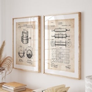 Kitchen Wall Art, Dining Room Wall Art, Restaurant Decor, Baker Gift, Baking Set Of 2 Patent Prints