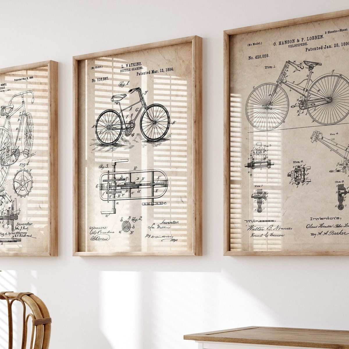 Bicycle Set of 3 Patent Prints, Cycling Gifts, Bike Wall Art, Cyclist Gift for Him, Her, Sports Decor, Office Artwork, Bedroom Posters - Etsy