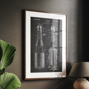 Wine or Champagne Bottle 1933 Patent Print Wall Art Blueprint Pub Poster Gifts