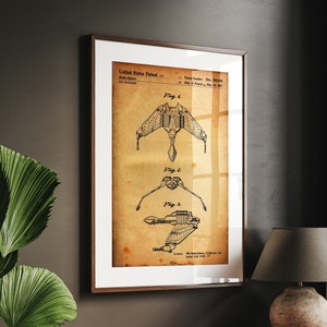 Impresión de patente de nave espacial de 1987, arte mural para aficionados, regalo, decoración de oficina, póster espacial, obra de arte para dormitorio