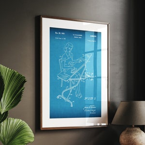 Ironing Board 1953 Patent Print, Kitchen Wall Art, Hall Way Decor, Vintage Poster, Hotel Poster, Laundrette Blueprint