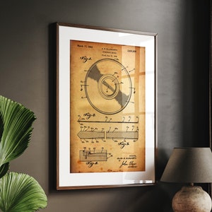 Vinyl Record 1953 Patent Print Wall Art Poster Music Blueprint Gifts