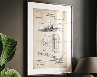 Rowing Outrigger Oarlock 1883 Patent Print, Beach House Decor, Lake House Wall Art, Sailing Prints, Nautical Poster, Clubhouse Artwork