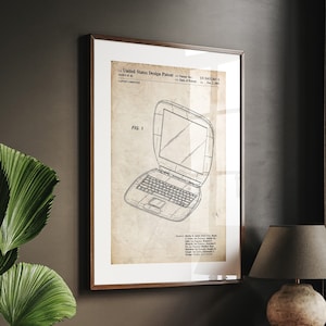 Laptop Computer 2001 Patent Print, Office Decor, Home Office Wall Art, Steve Jobs Invention Gifts, Dorm Room Posters, Bedroom Artwork