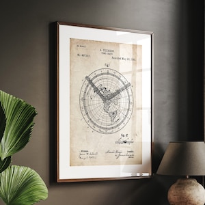 Vintage platte aardekaart 1893 patentprint, muurkunstposter blauwdruk cadeaus