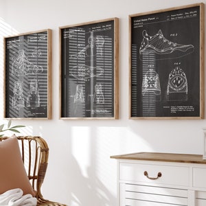 Sneakers Set Of 3 Patent Prints V2, Basketball Shoes Wall Art, Sneakers Poster, Trainer Print, Sports Decor, Boys Room Wall Art