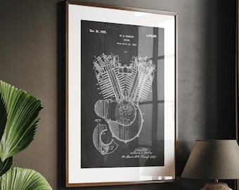 Impresión de patente de motor de motocicleta de 1923: decoración de garaje vintage