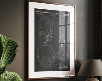 Headphones 2014 Patent Print Wall Art Poster Music Blueprint Gifts