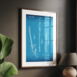 Telecaster 1951 Guitar Patent Print, Guitarist Gifts, Music Room Decor, Studio Wall Art, Bedroom Posters, Present For Musician