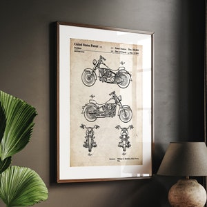 Motorcycle 1993 Patent Print, Motorbike Wall Art, Biker Gift, Garage Decor, Man Cave Artwork, Bedroom Print