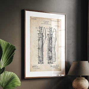 Golf Bag 1905 Patent Print, Golfer Wall Art, Sports Room Decor, Games Room Posters, Golfing Gifts, Office Decor