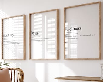 Scandinavian Wall Art Decor, Set Of 3 Definition Prints, Bedroom Wall Art, Beauty Salon Posters, Well Being Artwork, Living Room Print