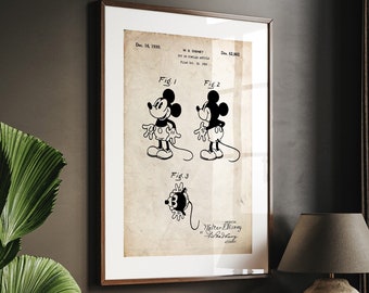 Playroom Decor, Kids Wall Art, Nursery Poster, Children’s Room Prints, Mickey Mouse 1929 Patent Print