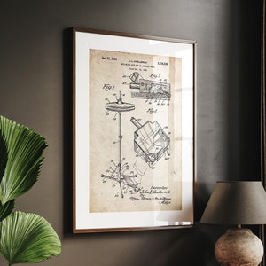 Hi Hat Beckenständer und Pedal 1964 Patentdruck, Musikzimmer Dekor, Studio Wand Kunst, Schlafzimmer Poster, Geschenk Schlagzeuger, Geschenk Spieler, Schlagzeug Kunstwerk