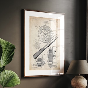 Fishing Reel 1906 Patent Print, Man Cave Wall Art, Angling Gifts, Nautical Wall Art, Vintage Office Decor, Beach House Artwork